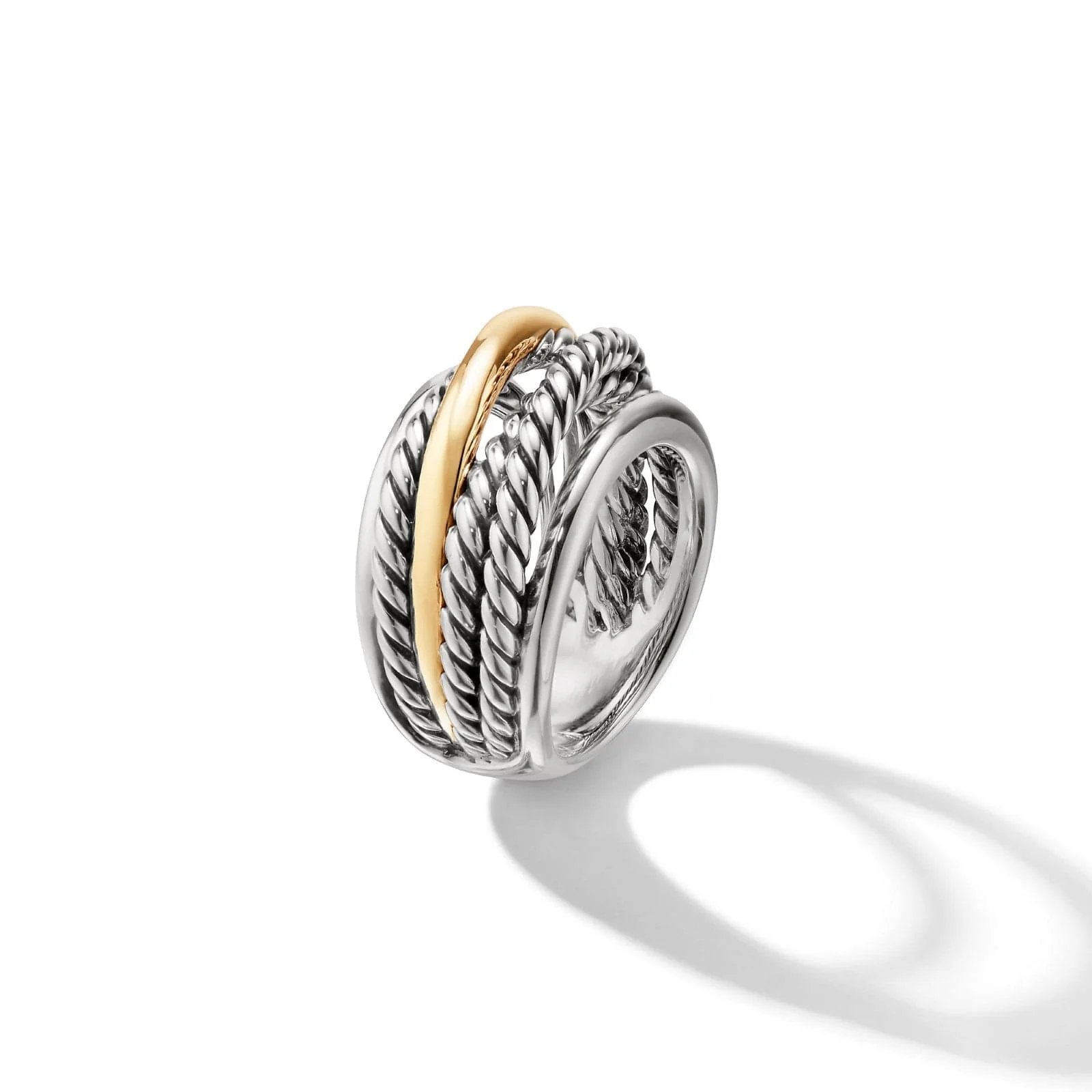 Crossover Ring in Sterling Silver with 14K Yellow Gold, 14.7mm - Image 3