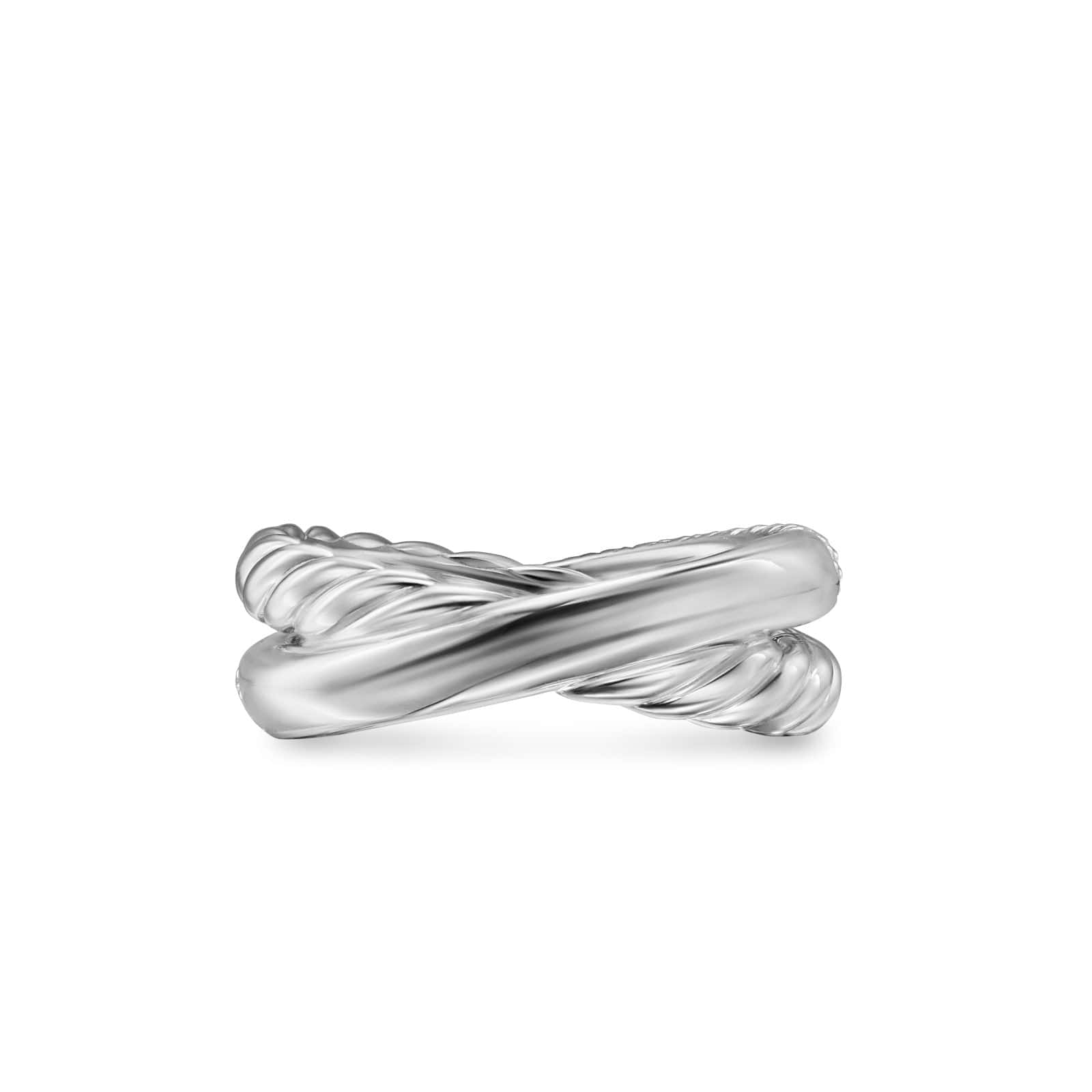 Crossover Two Row Ring Sterling Silver with Diamonds, 7.5mm - Image 5