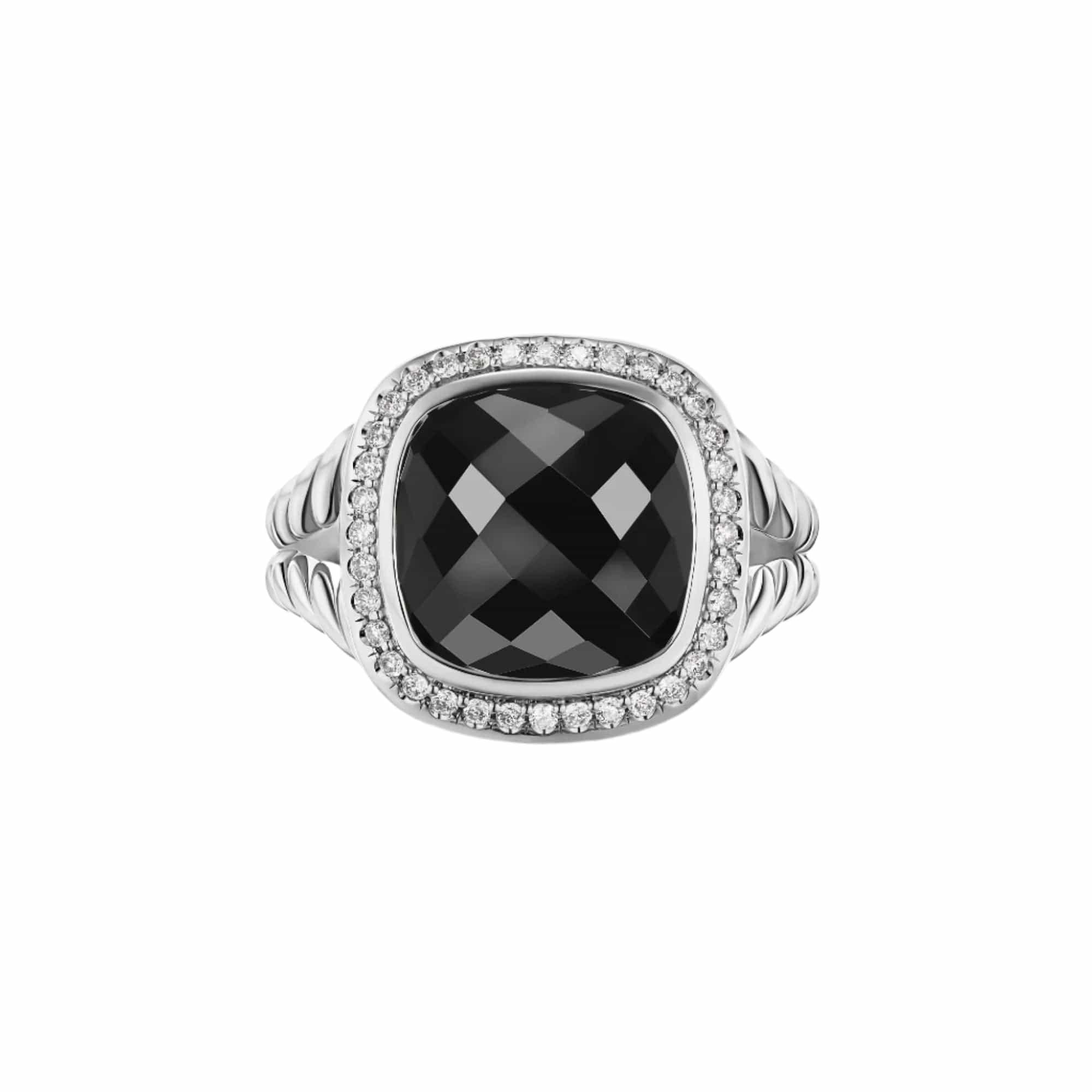 Albion® Ring Sterling Silver with Black Onyx and Diamonds, 11mm - Image 4
