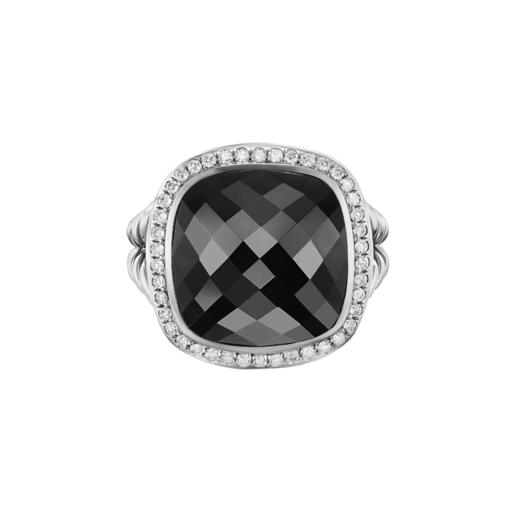 Albion® Ring Sterling Silver with Black Onyx and Diamonds, 15mm - Image 2