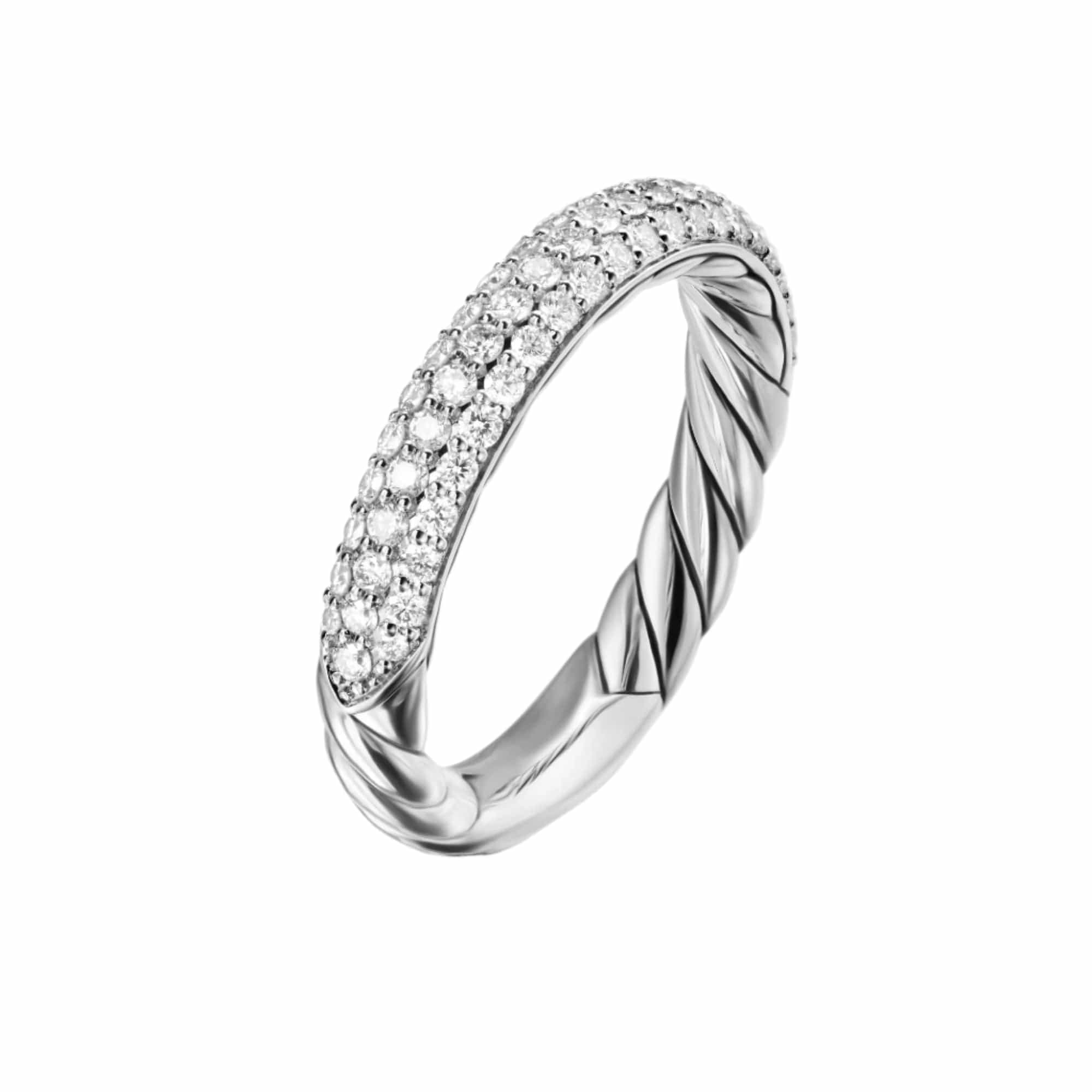 DY Mercer® Pavé Band Ring Sterling Silver with Diamonds, 3.7mm - Image 2