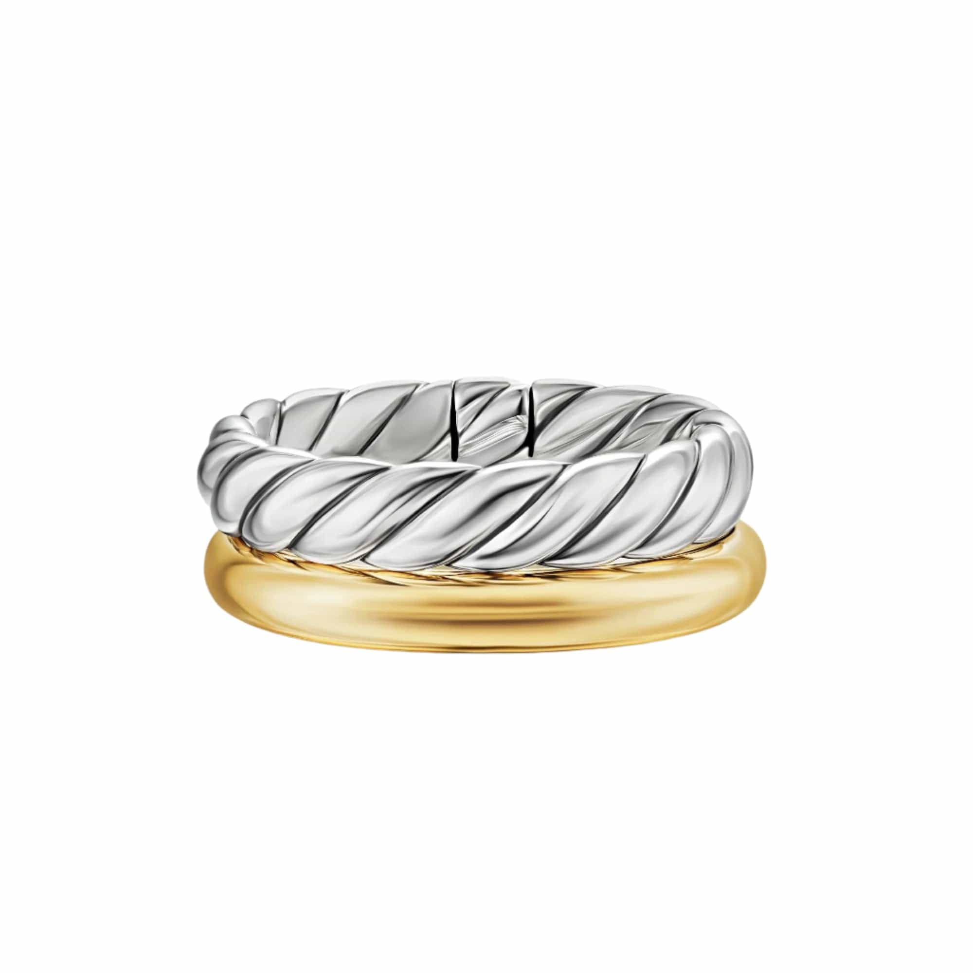 DY Mercer® Two Row Ring Sterling Silver with 18K Yellow Gold, 8mm