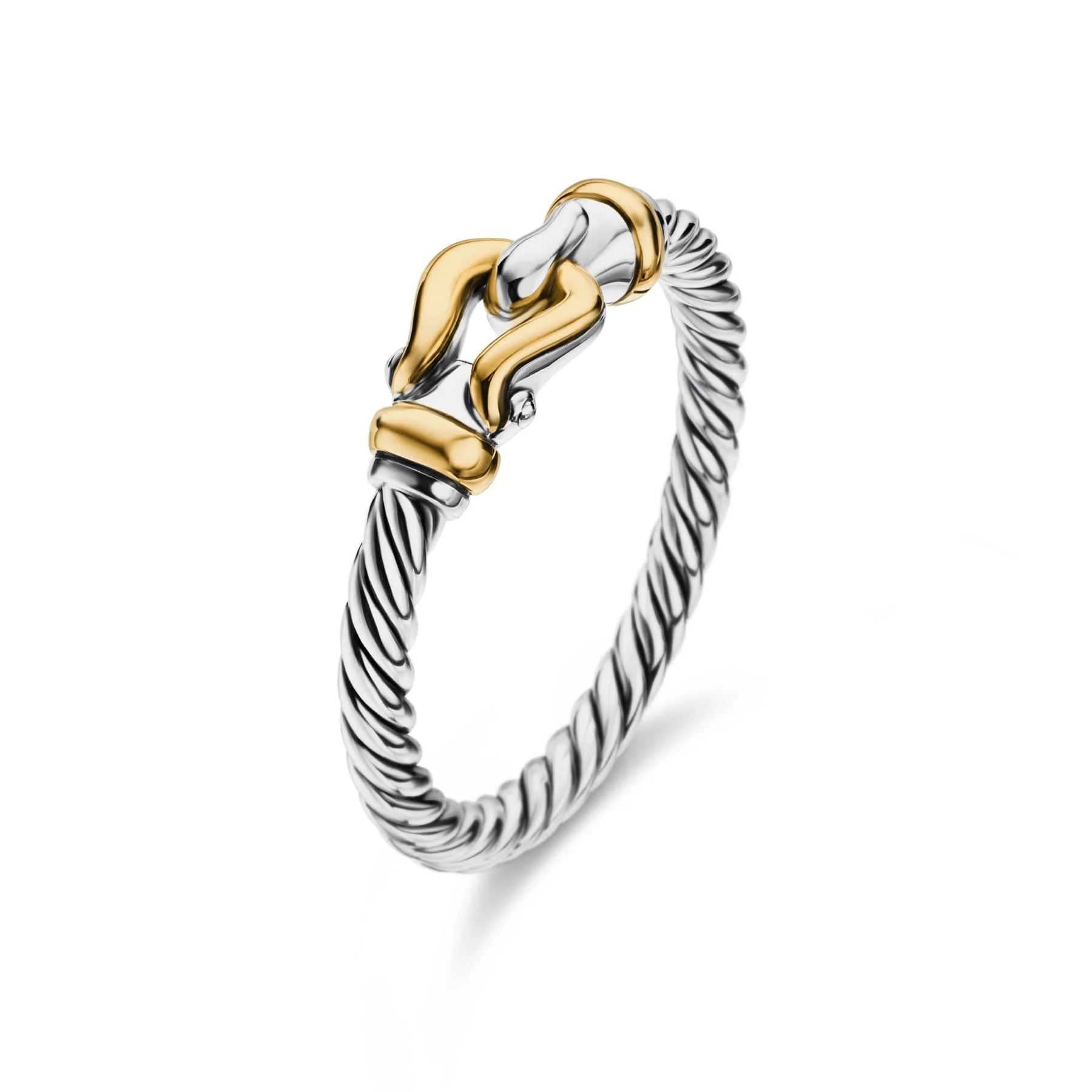 Petite Buckle Ring Sterling Silver with 18K Yellow Gold, 2mm - Image 2