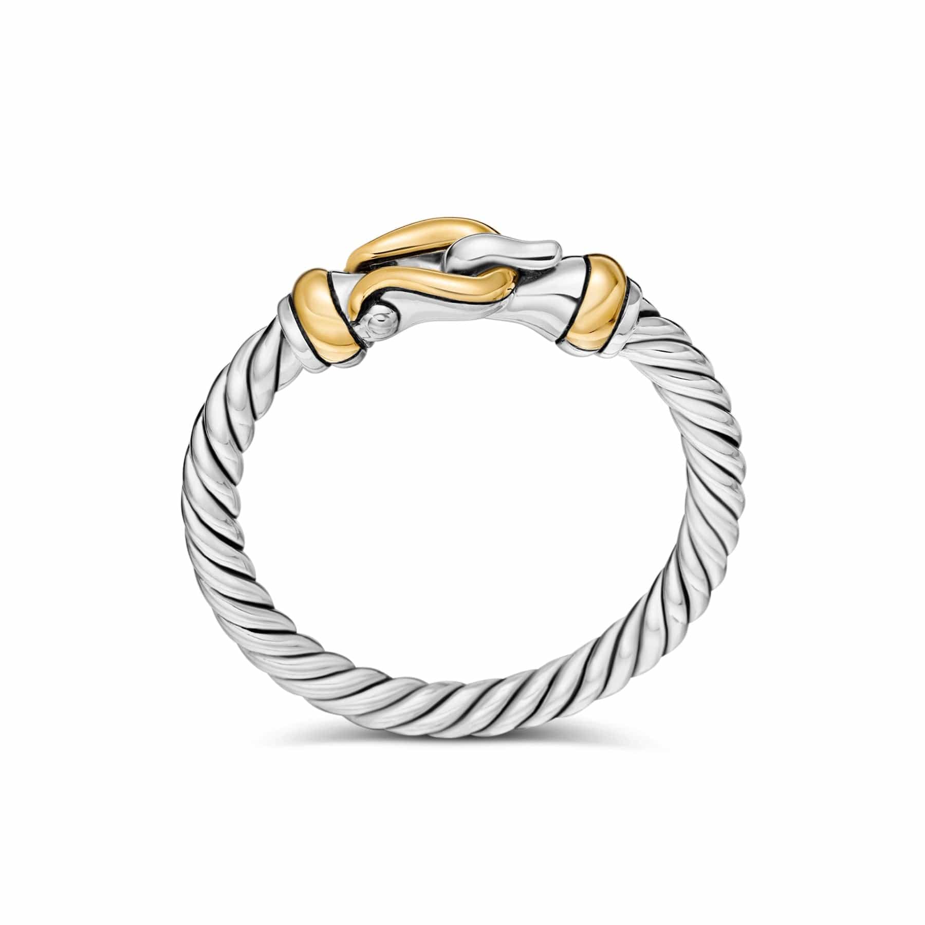 Petite Buckle Ring Sterling Silver with 18K Yellow Gold, 2mm - Image 3