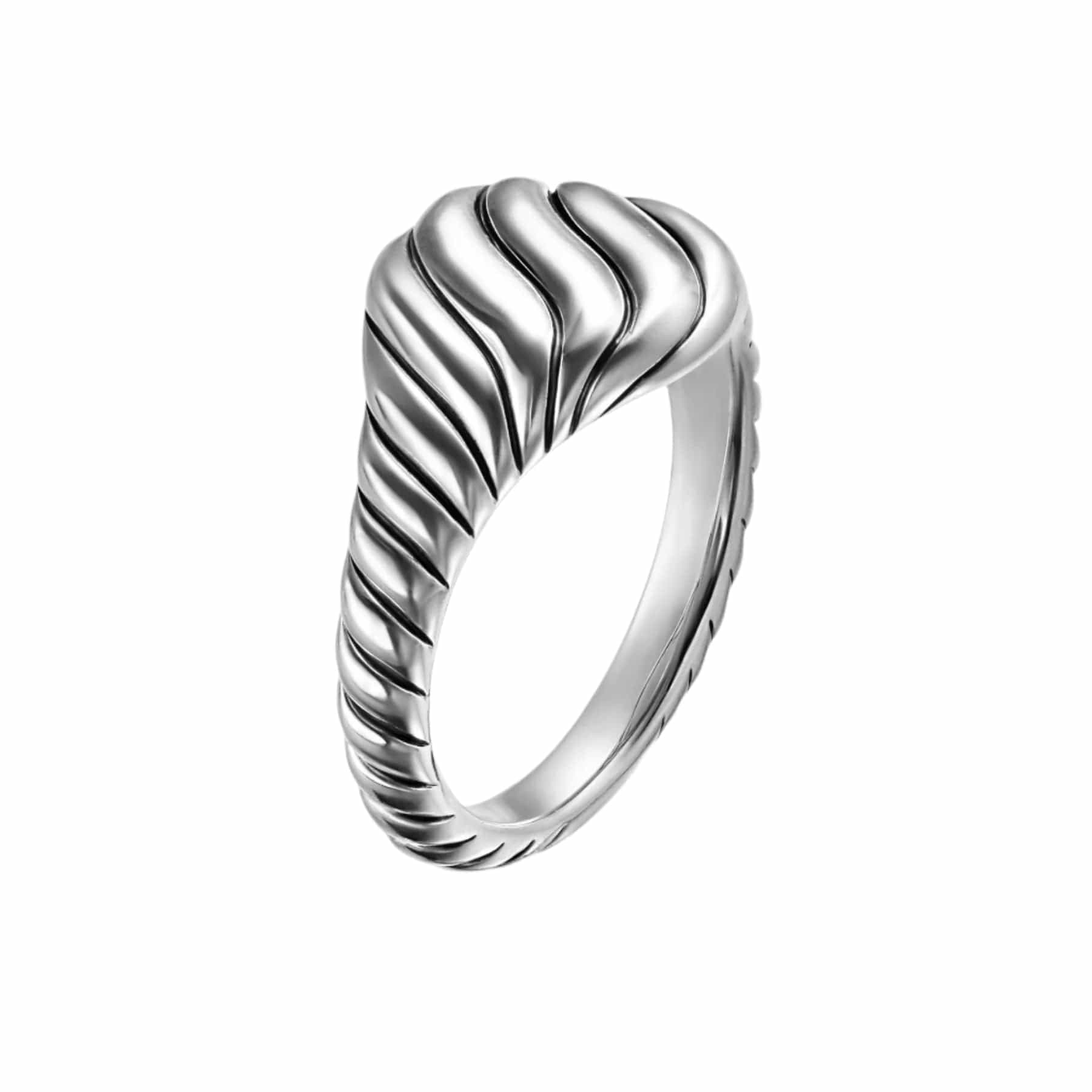 Sculpted Cable Pinky Ring Sterling Silver, 10mm - Image 3