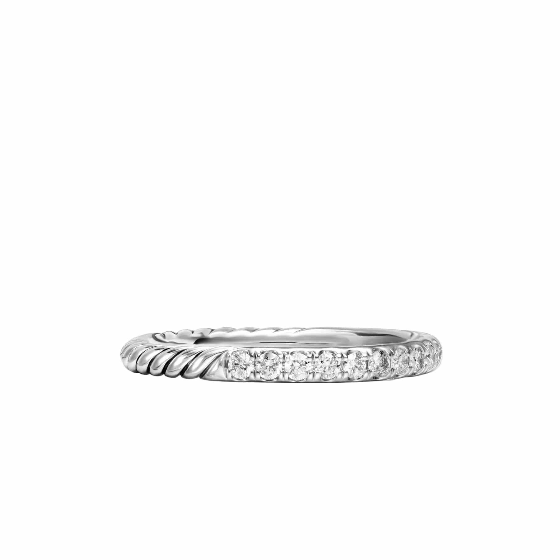 Cable Collectibles® Stack Ring Sterling Silver with Diamonds, 2mm