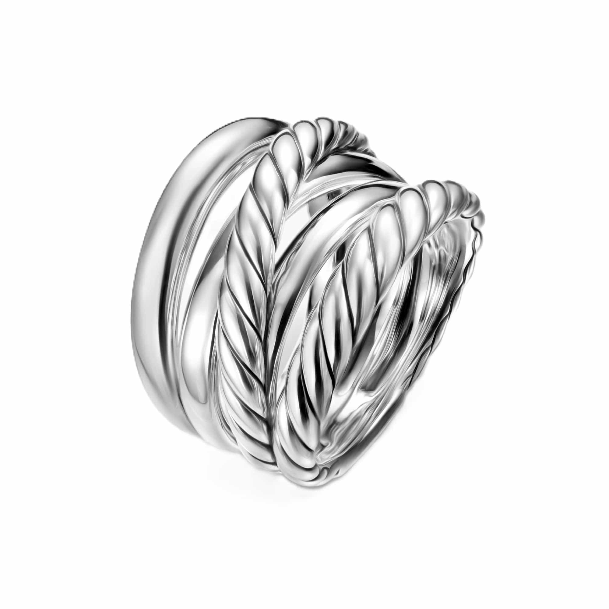 Crossover Five Row Ring Sterling Silver, 17.5mm - Image 2