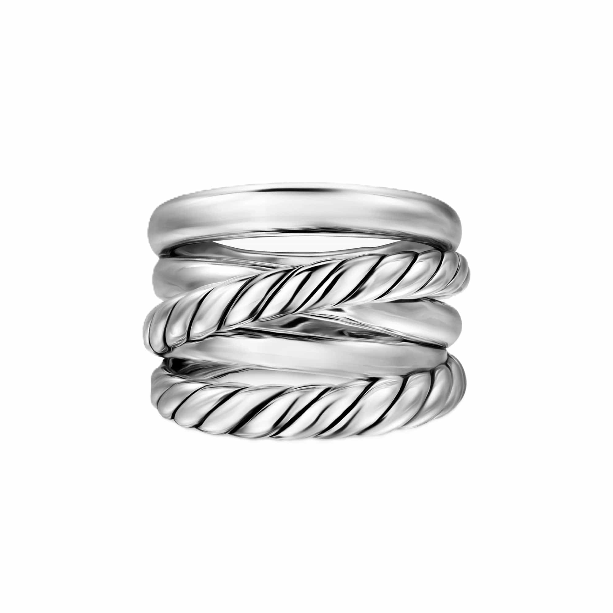 Crossover Five Row Ring Sterling Silver, 17.5mm - Image 4