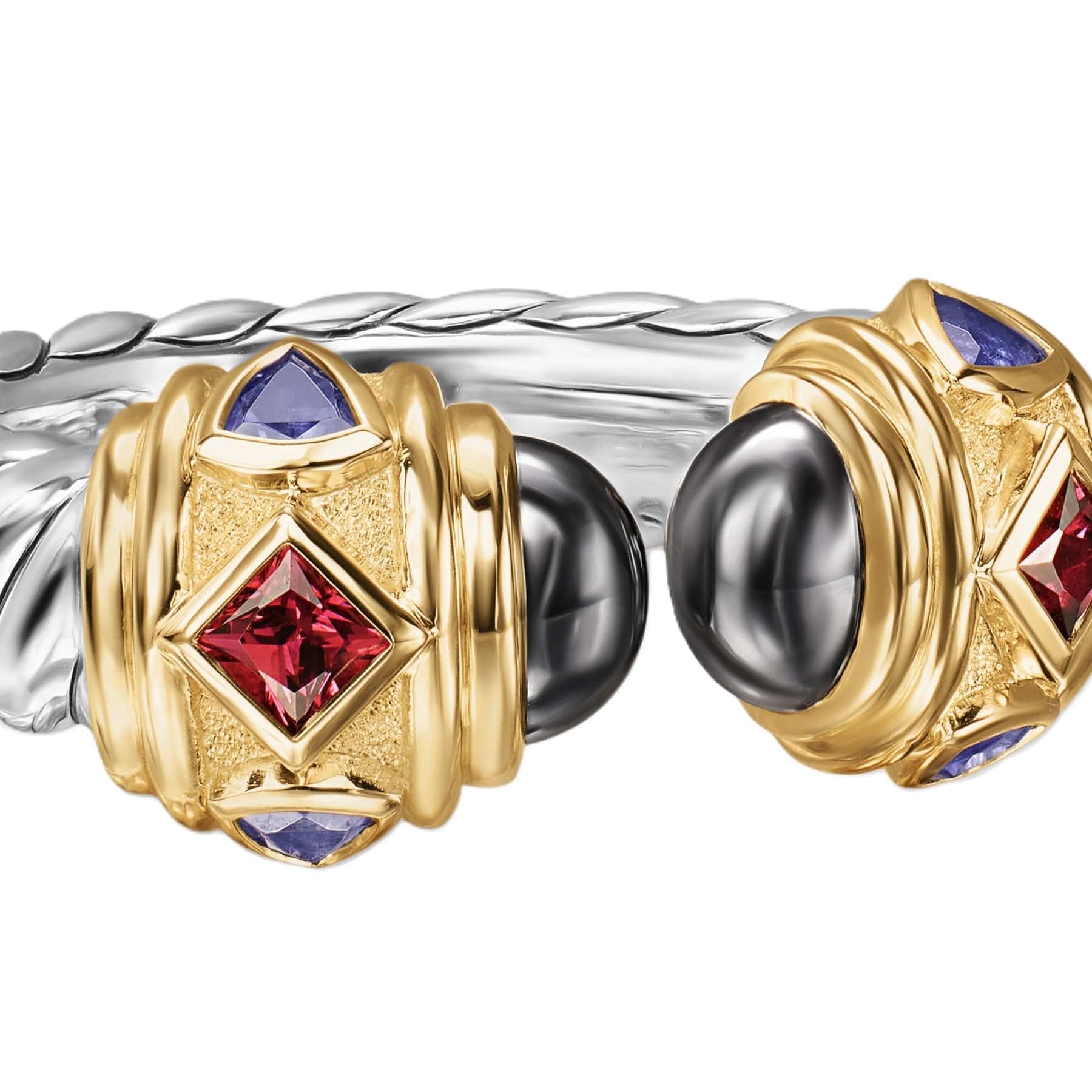 Renaissance® Color Ring Sterling Silver with 14K Yellow Gold, Hematine, Rhodolite Garnet and Iolite, 9.9mm - Image 4