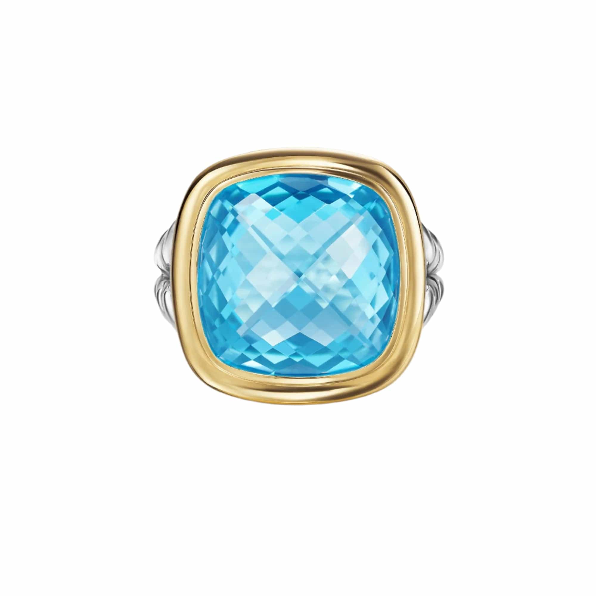 Albion® Ring Sterling Silver with 18K Yellow Gold and Blue Topaz, 15mm - Image 4