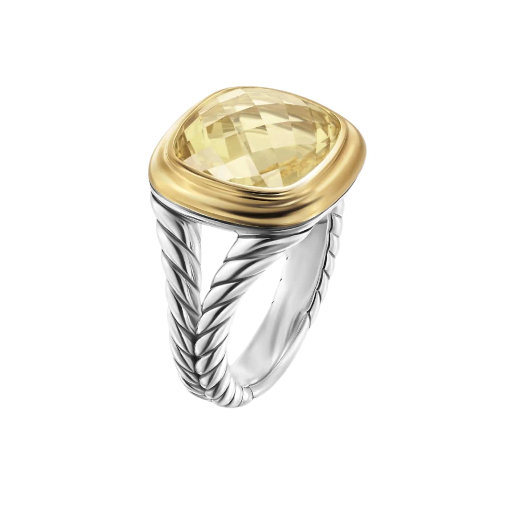 Albion® Ring Sterling Silver with 18K Yellow Gold and Champagne Citrine, 11mm - Image 3