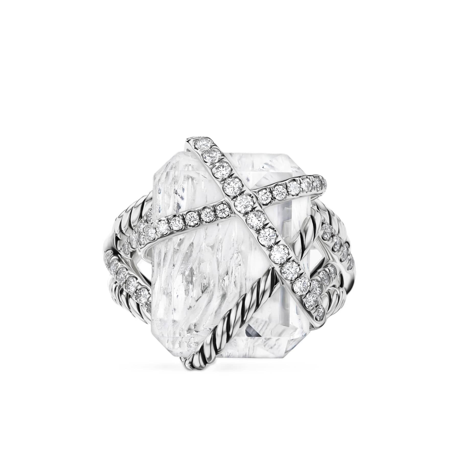 Cable Wrap Ring Sterling Silver with Crystal and Diamonds, 20.4mm - Image 4