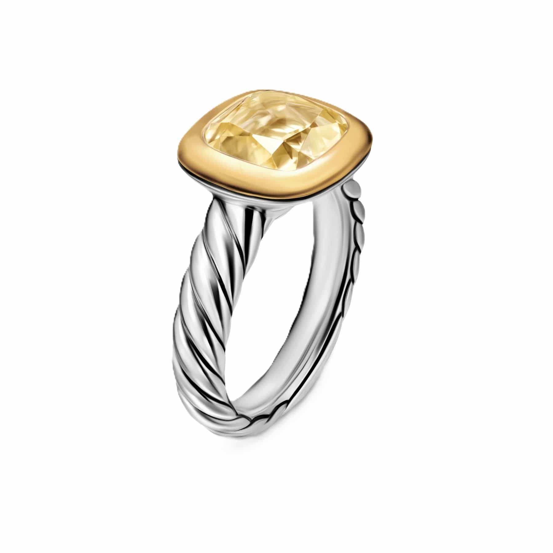 DY Mercer® Color Stone Ring Sterling Silver with 18K Yellow Gold and Champagne Citrine, 10mm - Image 2