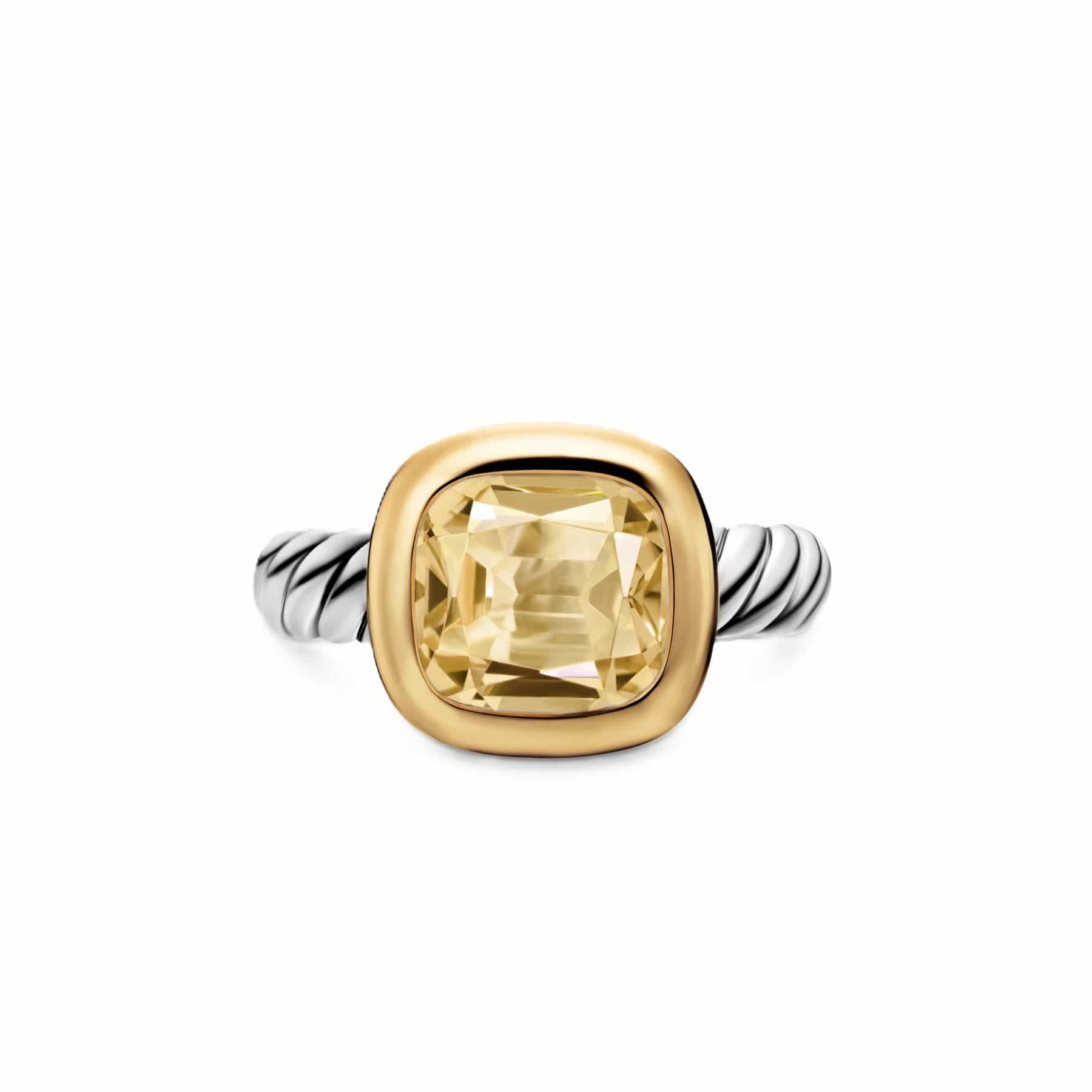 DY Mercer® Color Stone Ring Sterling Silver with 18K Yellow Gold and Champagne Citrine, 10mm - Image 3