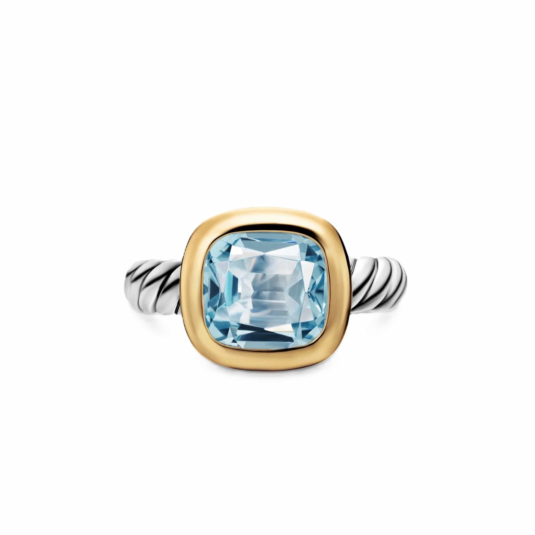 DY Mercer® Color Stone Ring Sterling Silver with 18K Yellow Gold and Sky Blue Topaz, 10mm - Image 3