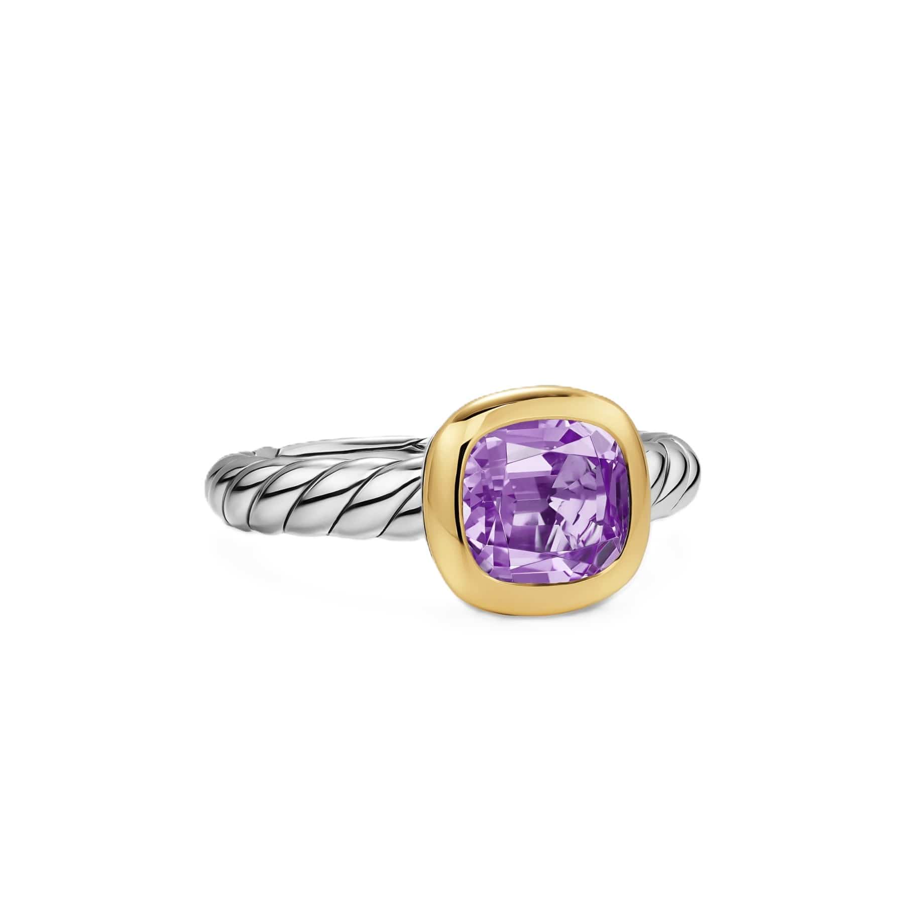 DY Mercer® Color Stone Ring Sterling Silver with 18K Yellow Gold and Amethyst, 7mm