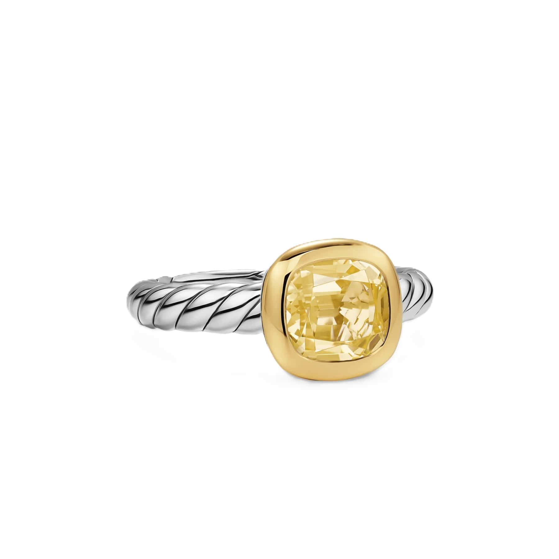 DY Mercer® Color Stone Ring Sterling Silver with 18K Yellow Gold and Champagne Citrine, 7mm