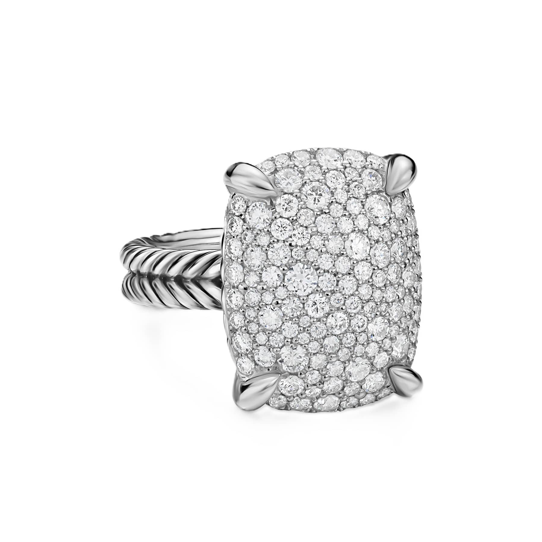 Chatelaine® Elongated Ring Sterling Silver with Diamonds, 19mm