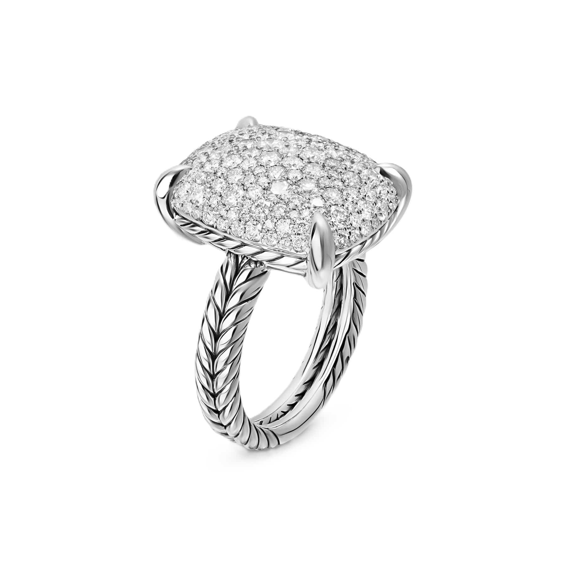 Chatelaine® Elongated Ring Sterling Silver with Diamonds, 19mm - Image 2