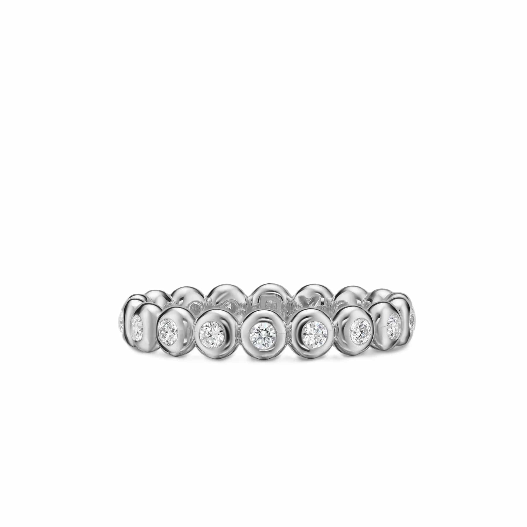 Bezel Set Band Ring Sterling Silver with Diamonds, 3.7mm