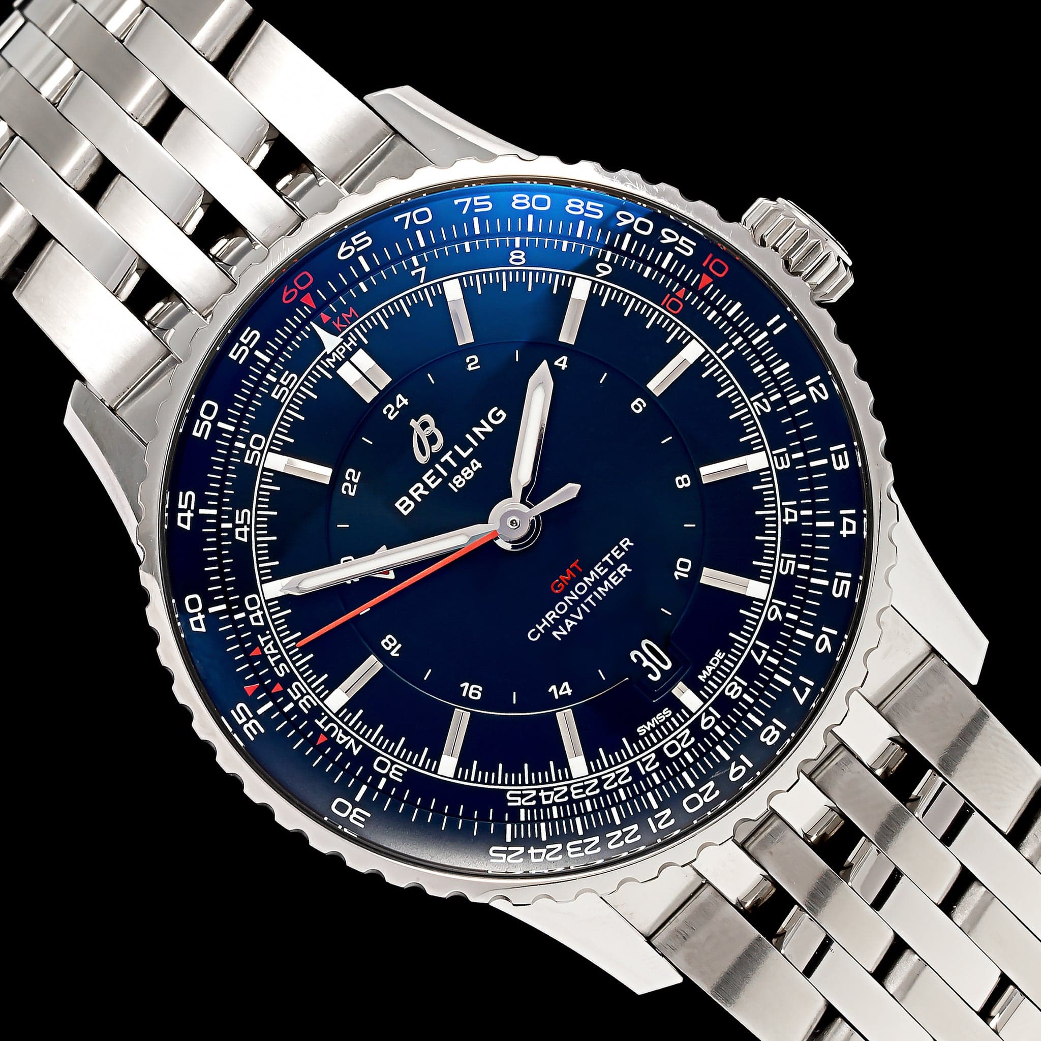 Stainless Steel Pre-Owned Breitling Navitimer GMT Estate Watch - Image 3