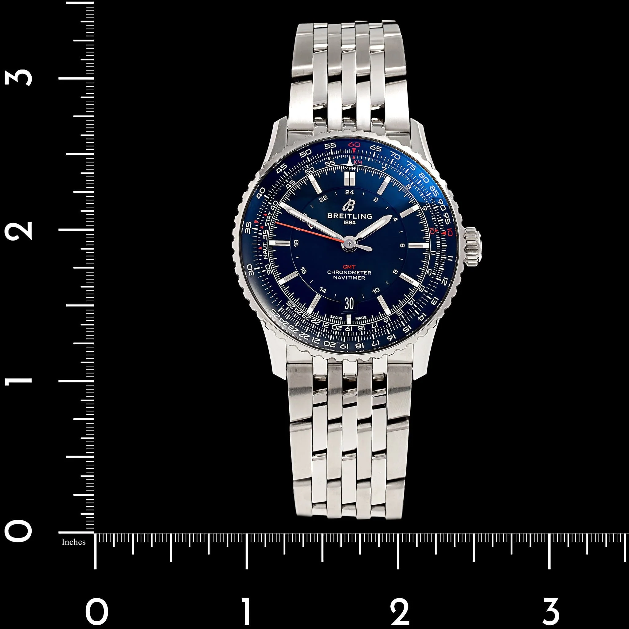 Stainless Steel Pre-Owned Breitling Navitimer GMT Estate Watch - Image 4