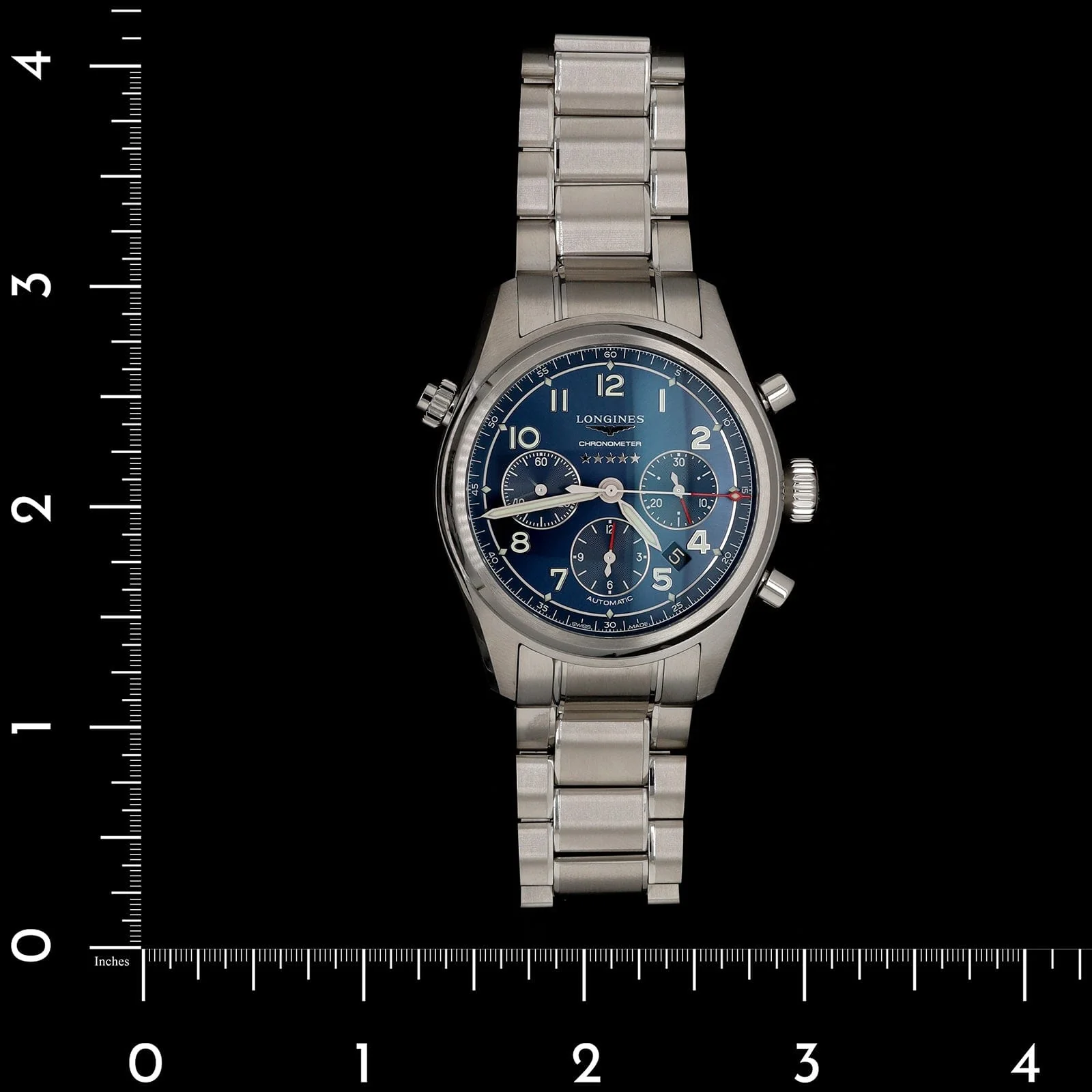Stainless Steel Pre-Owned Longines Spirit Chronograph Estate Watch - Image 4