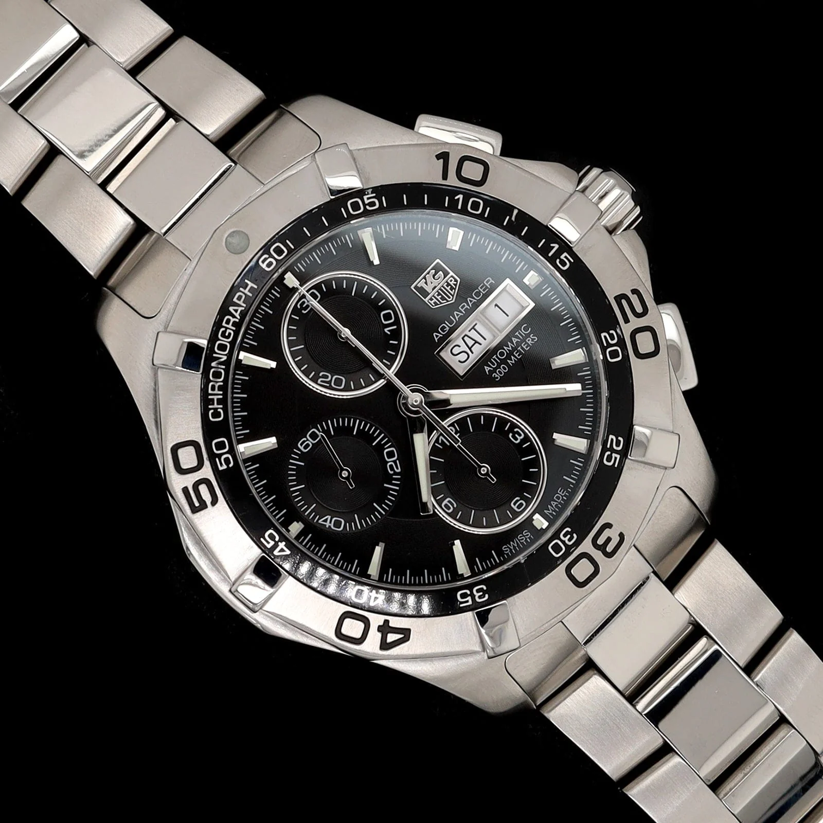 Stainless Steel Pre-Owned TAG Heuer Aquaracer Chronograph Day/Date Estate Watch - Image 3