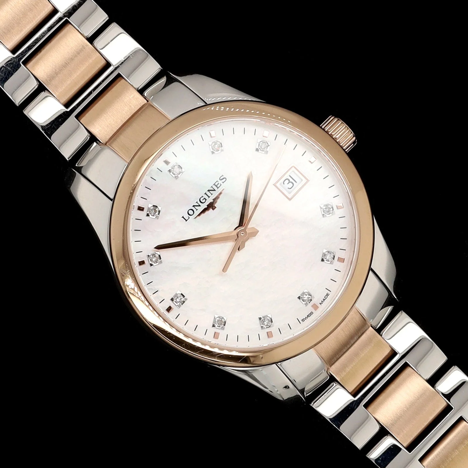 Stainless Steel & Rose Gold Pre-Owned Longines Conquest Classic Estate Watch - Image 3