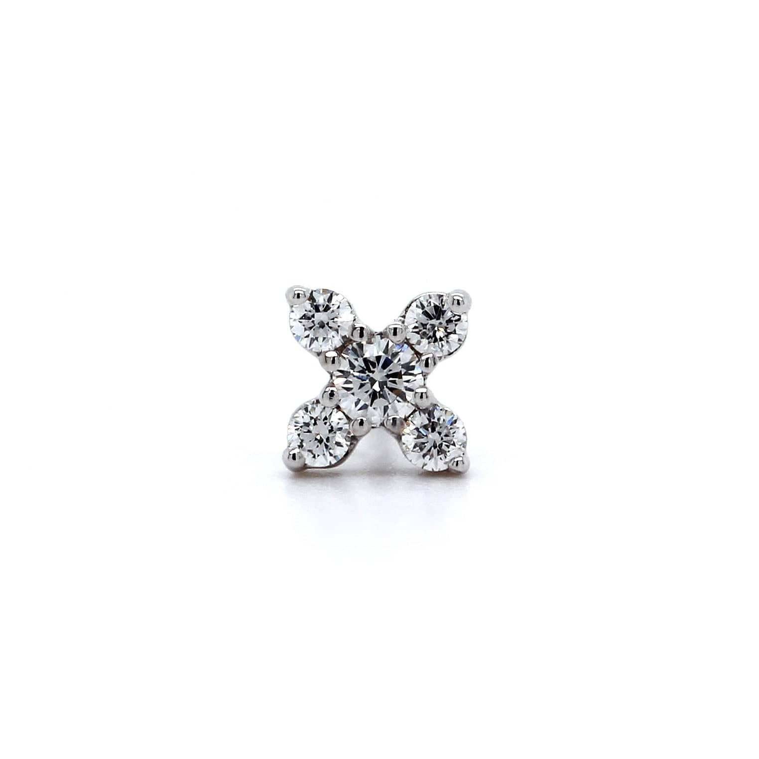 14K White Gold Ava Bea "X" Single Stud Diamond Earring