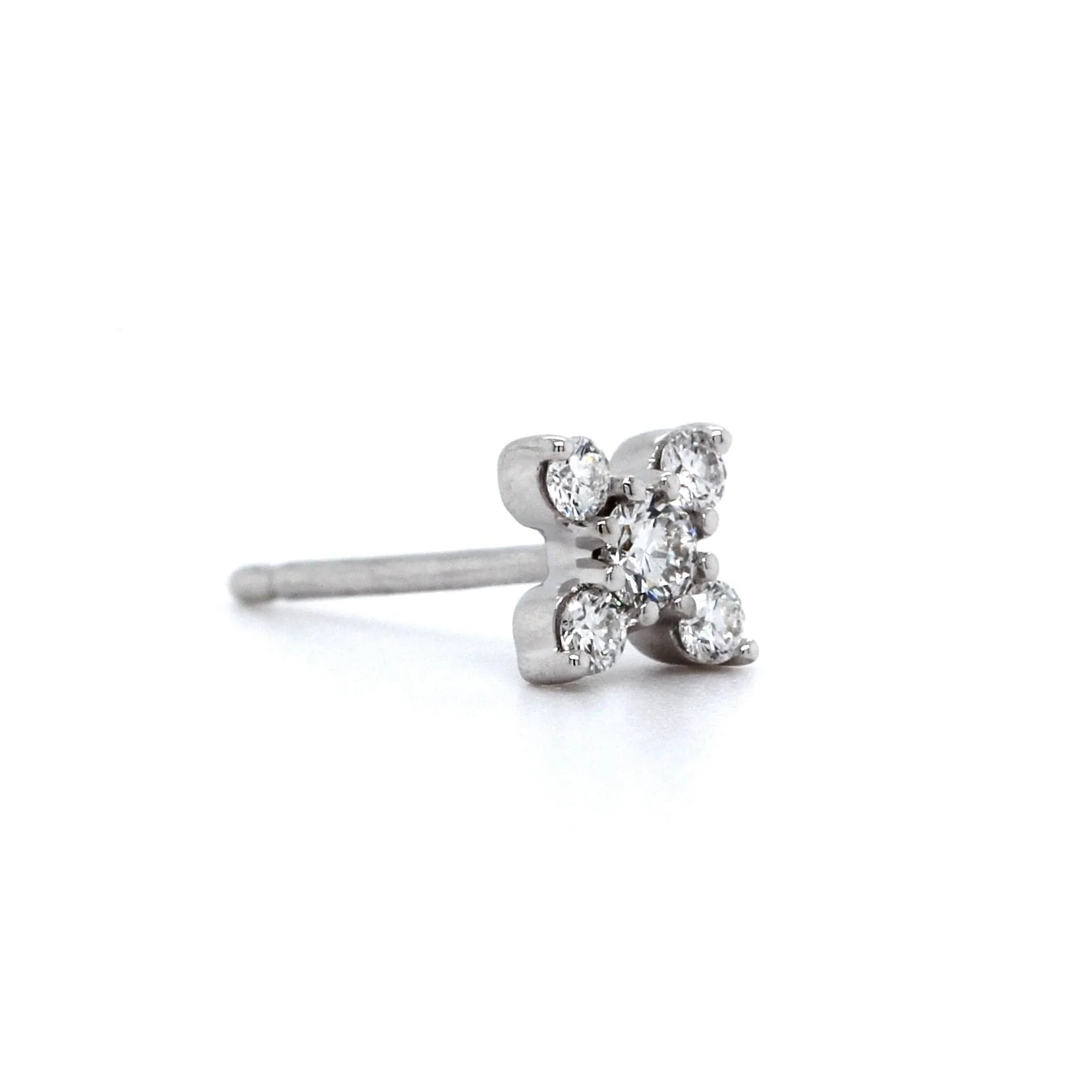 14K White Gold Ava Bea "X" Single Stud Diamond Earring - Image 3