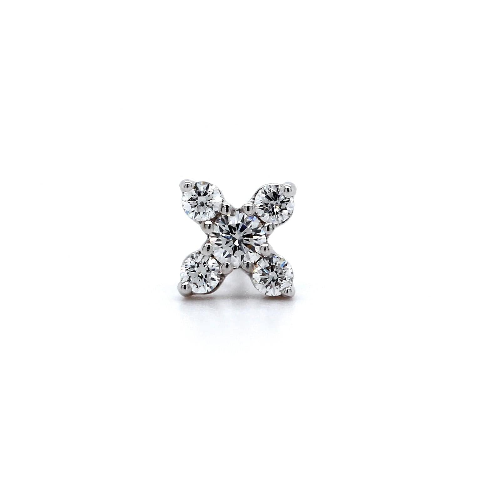 14K White Gold Ava Bea "X" Single Stud Diamond Earring - Image 5