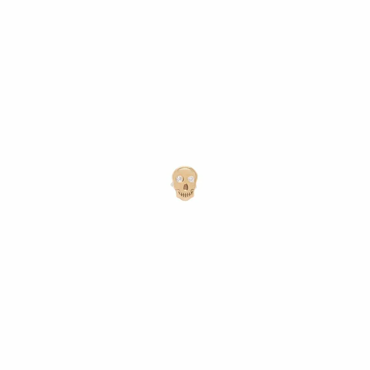 14K Yellow Gold Diamond Skull Stud