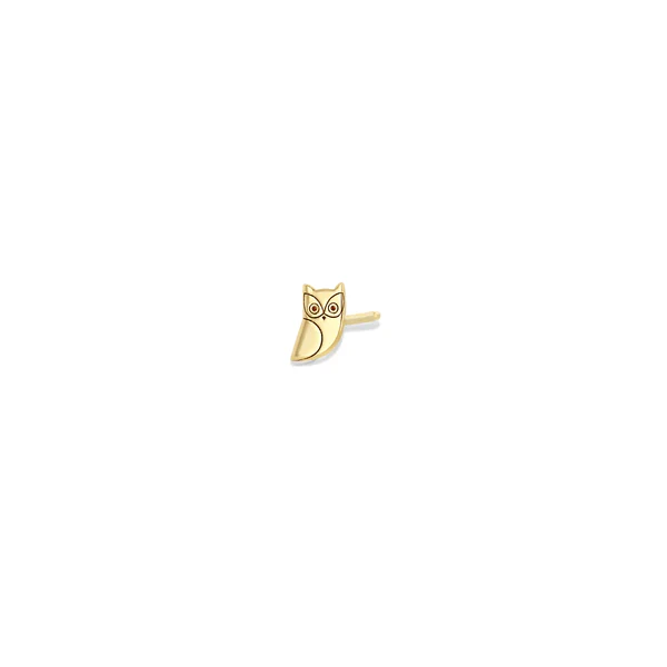 Zoe Chicco 14K Yellow Gold Owl Stud Earring