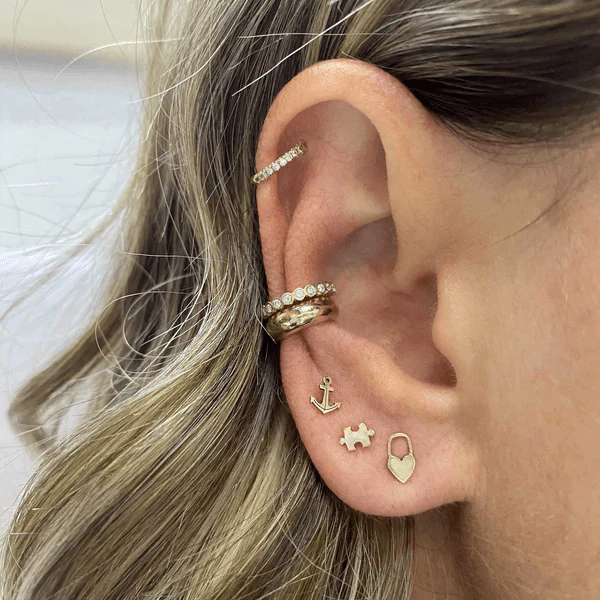 Zoe Chicco 14K Yellow Gold Anchor Stud Earring - Image 2