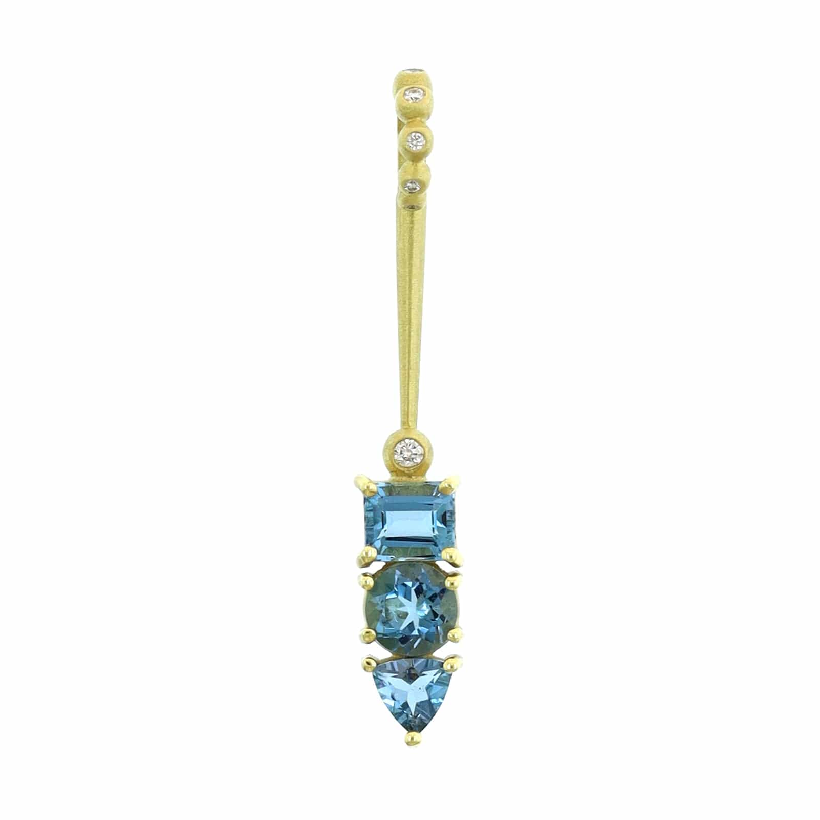 Suzy Landa 18K Yellow Gold Aquamarine and Diamond Lolli Pendant