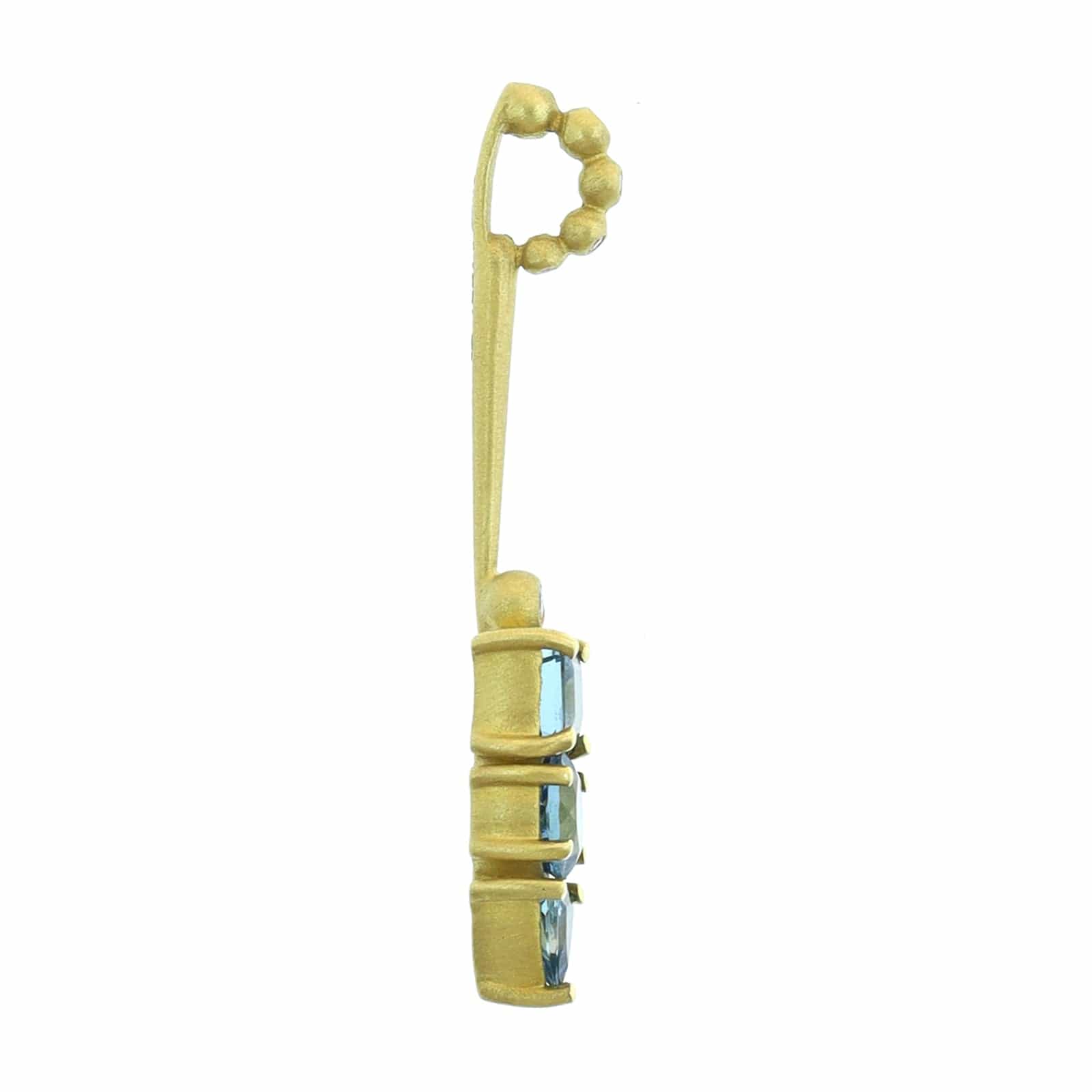 Suzy Landa 18K Yellow Gold Aquamarine and Diamond Lolli Pendant - Image 3