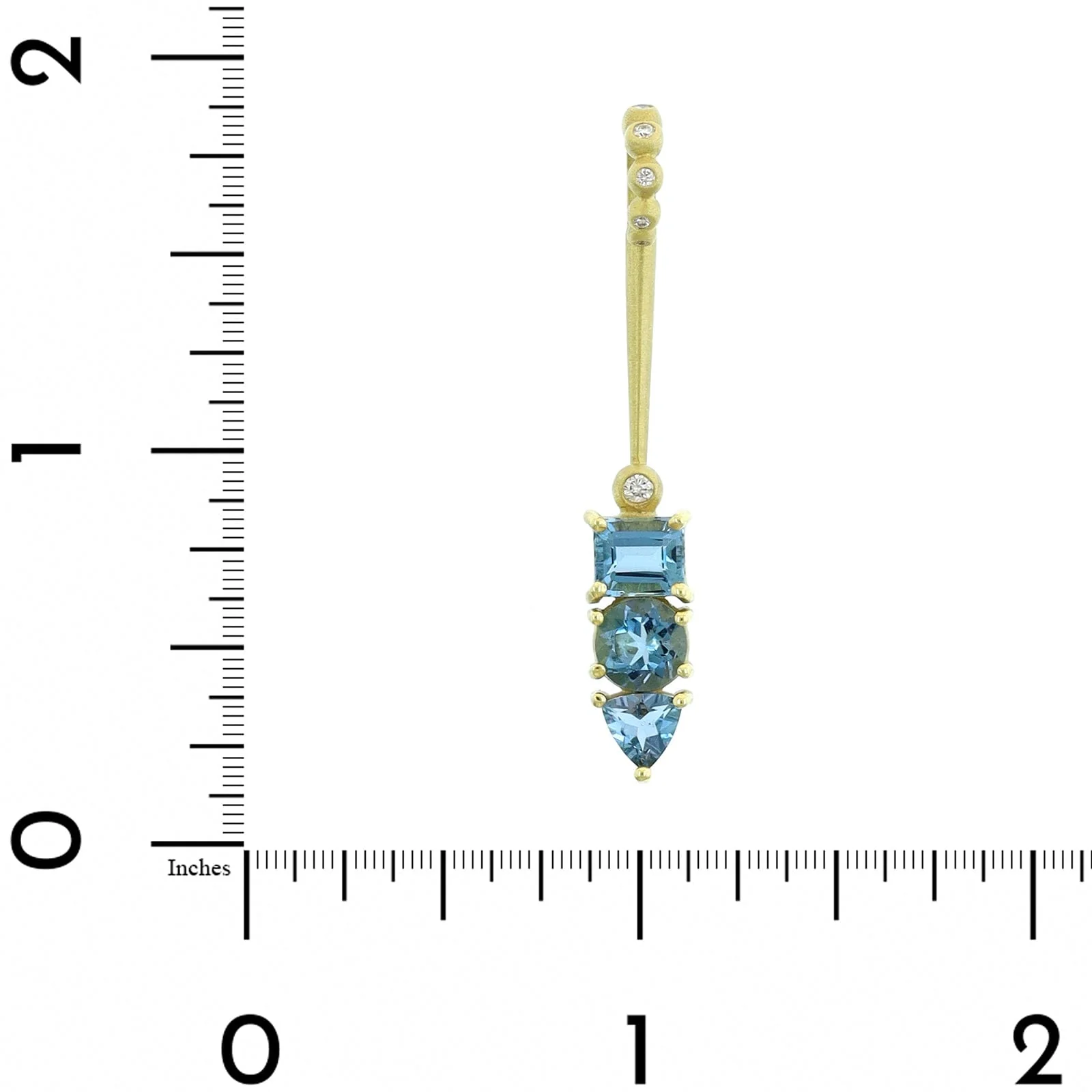 Suzy Landa 18K Yellow Gold Aquamarine and Diamond Lolli Pendant - Image 4