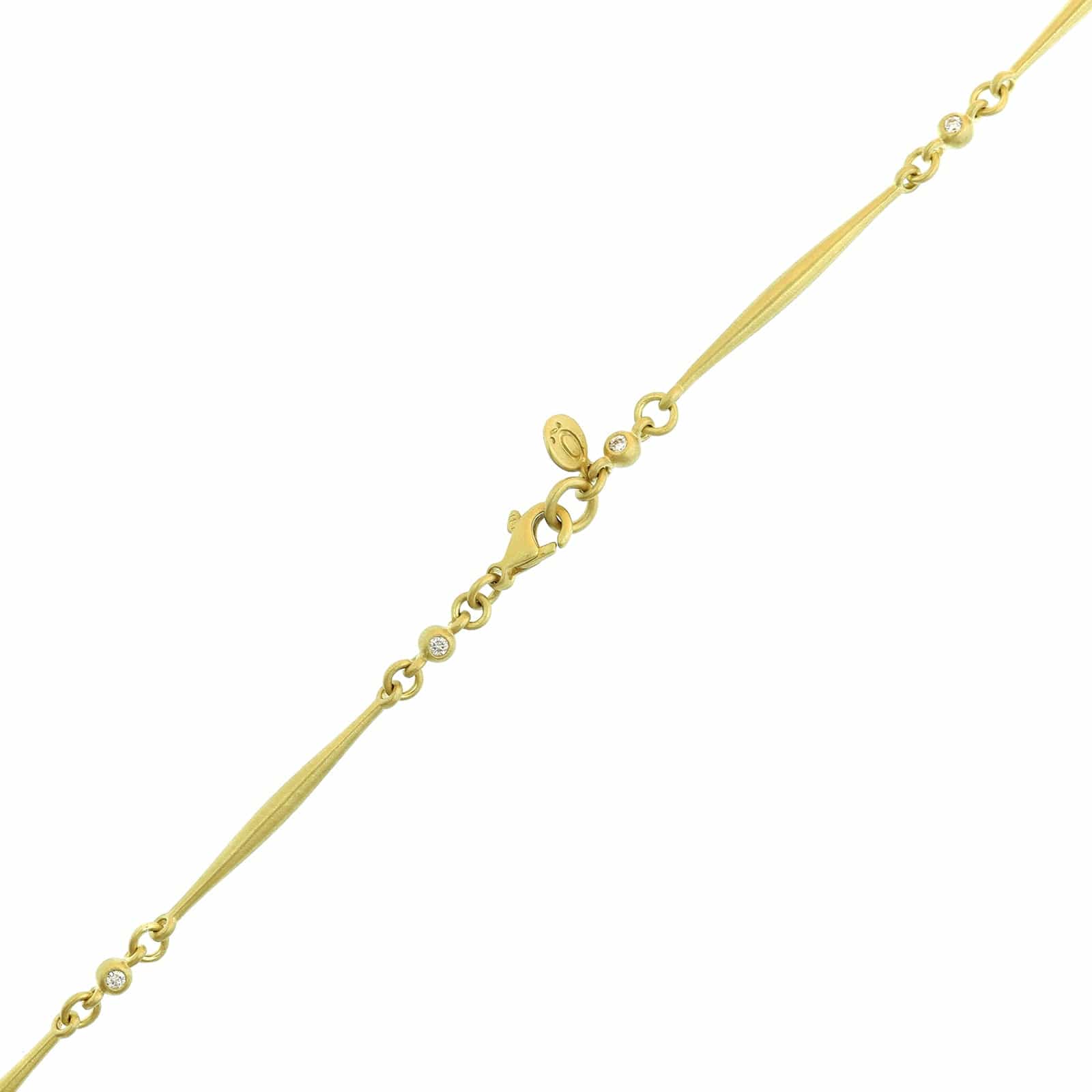 Suzy Landa 18K Yellow Gold Elongated Pear Shaped Green Tourmaline and Diamond Pendant Necklace - Image 3