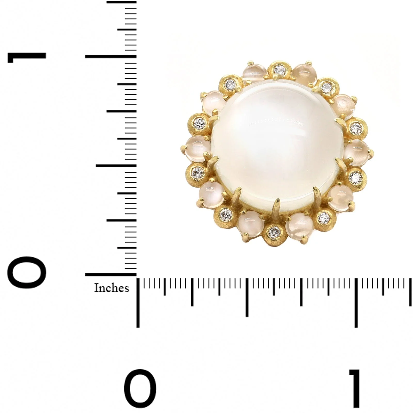 Suzy Landa 18K Yellow Gold One Of A Kind Cat's Eye Moonstone and Diamond Ring - Image 4