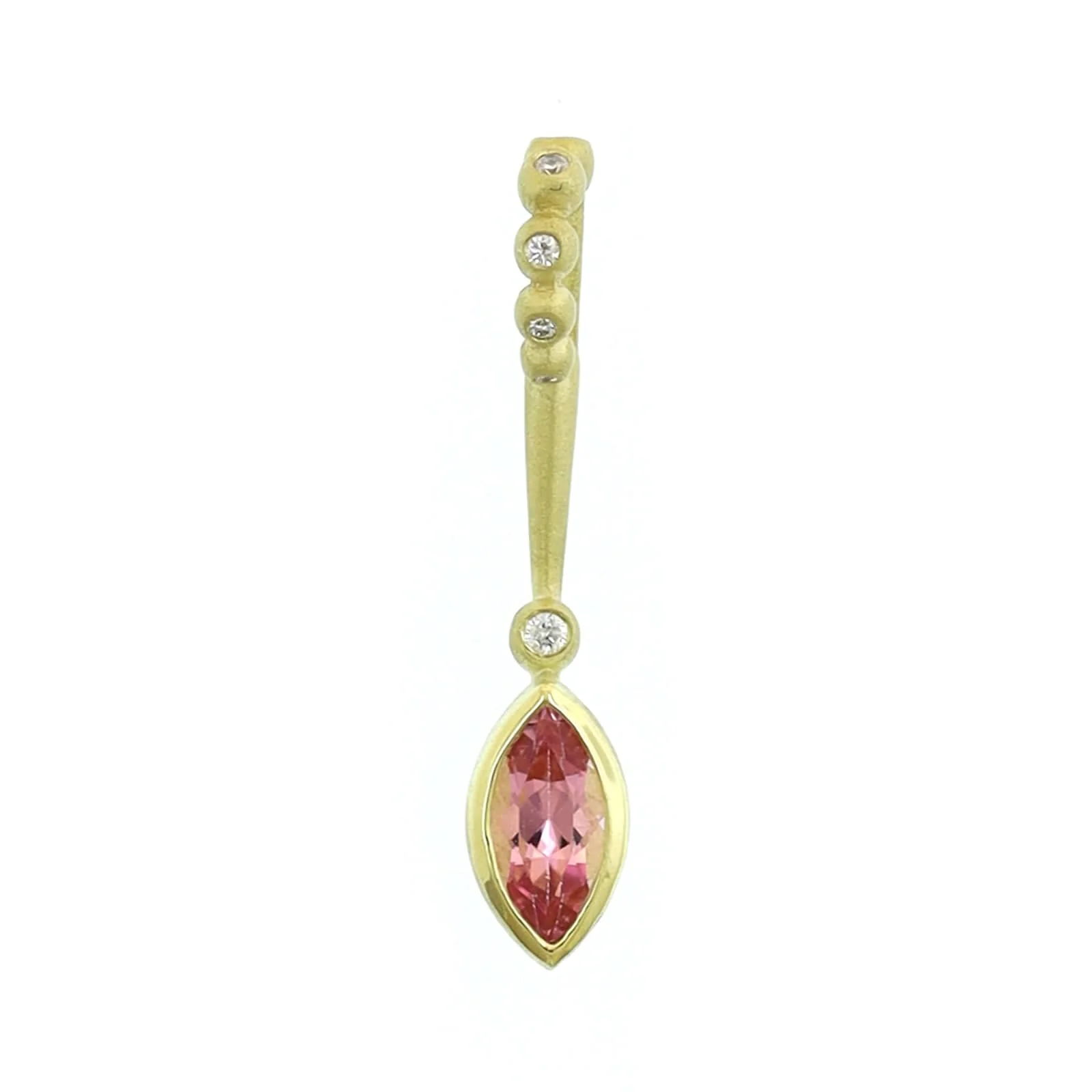 Suzy Landa 18K Yellow Gold Pink Tourmaline and Diamond Lolli Pendant