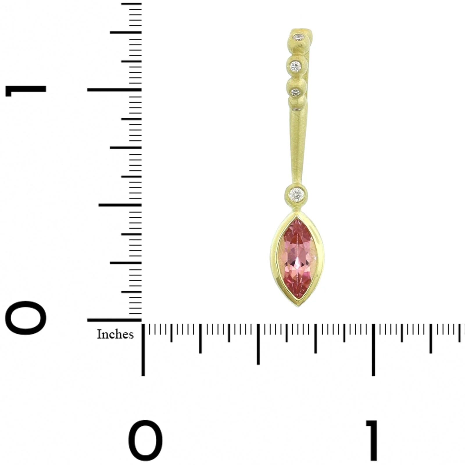 Suzy Landa 18K Yellow Gold Pink Tourmaline and Diamond Lolli Pendant - Image 4