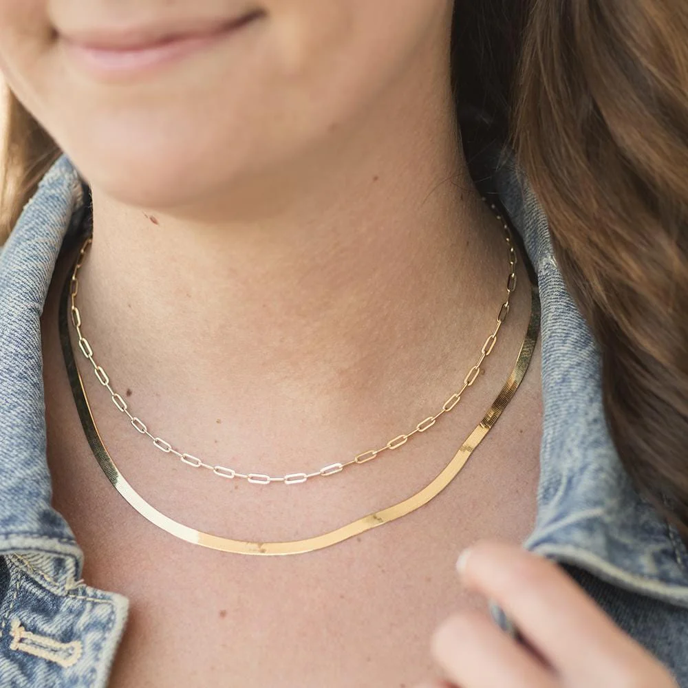 14K Yellow Gold Paperclip Necklace - Image 2