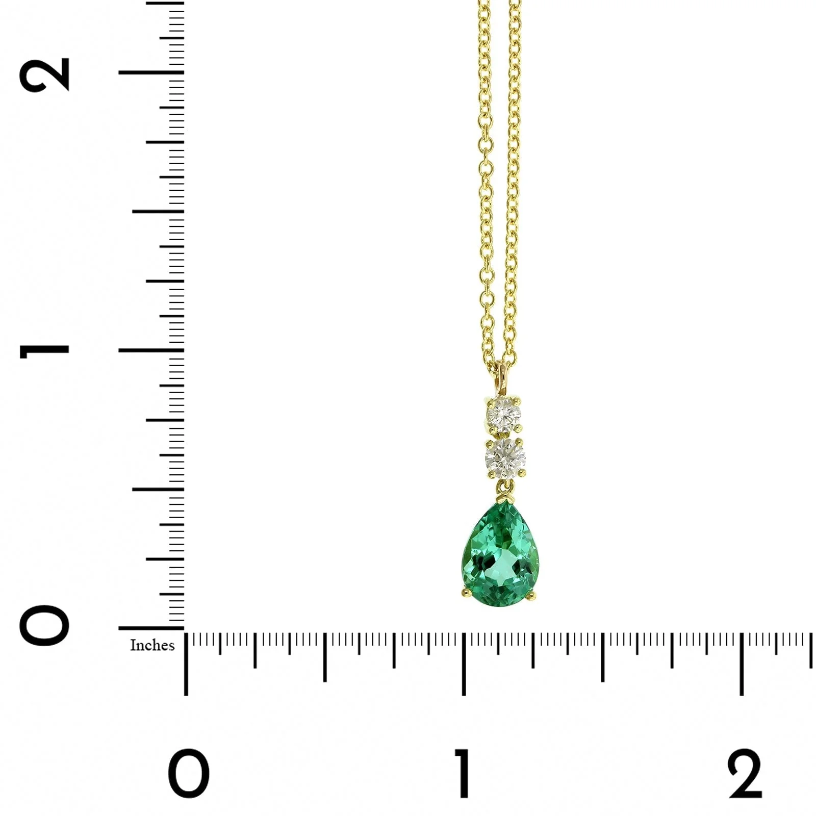 18K Yellow Gold Green Pear Shape Tourmaline Diamond Pendant - Image 4