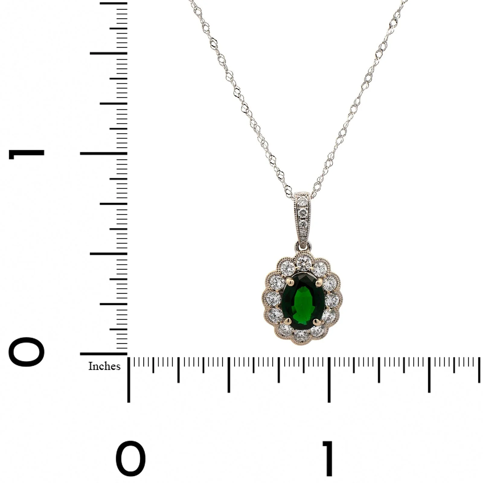 18K White Gold Tourmaline and Diamond Halo Pendant - Image 4
