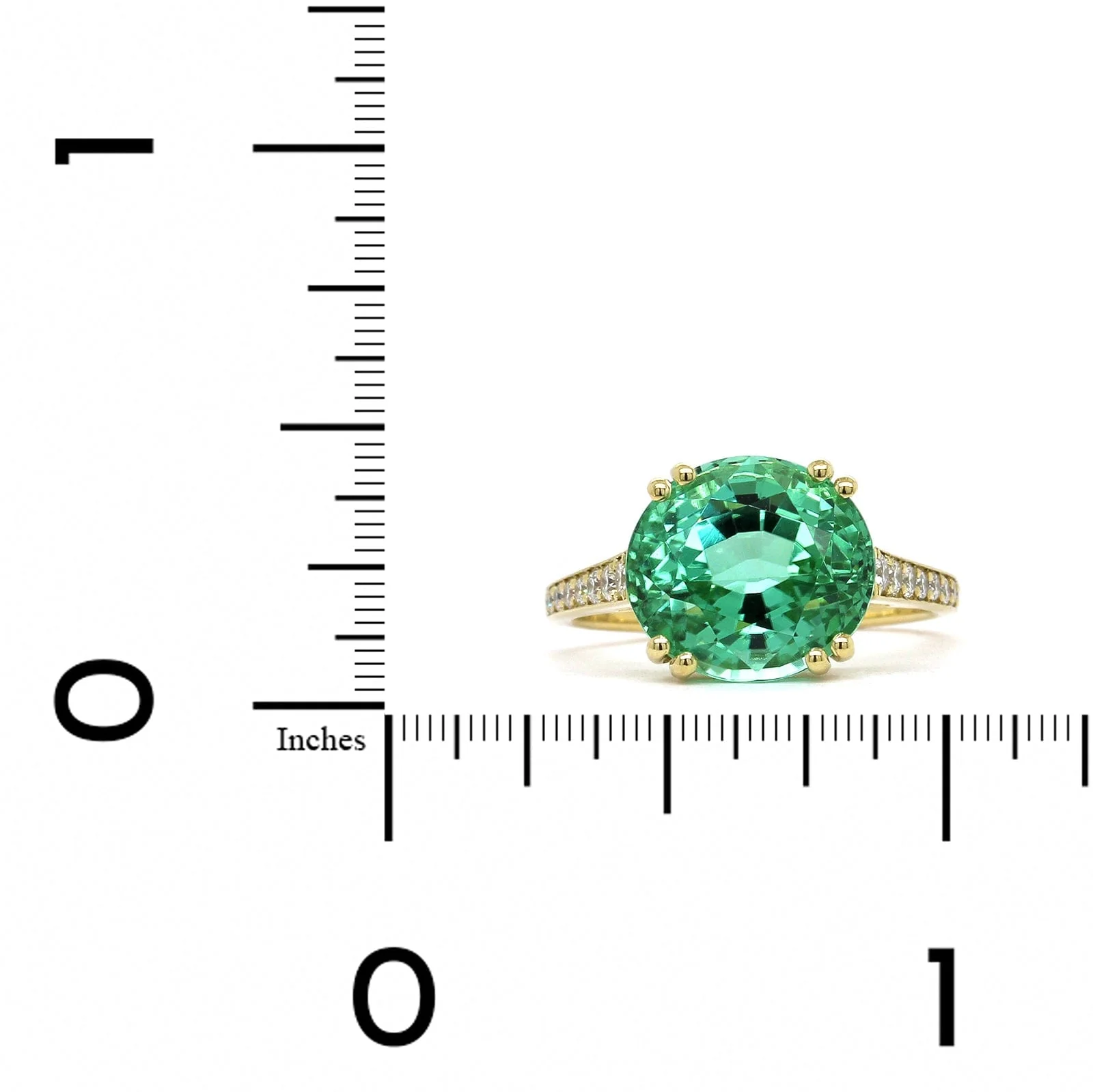 18K Yellow Gold Green Tourmaline Diamond Ring - Image 3