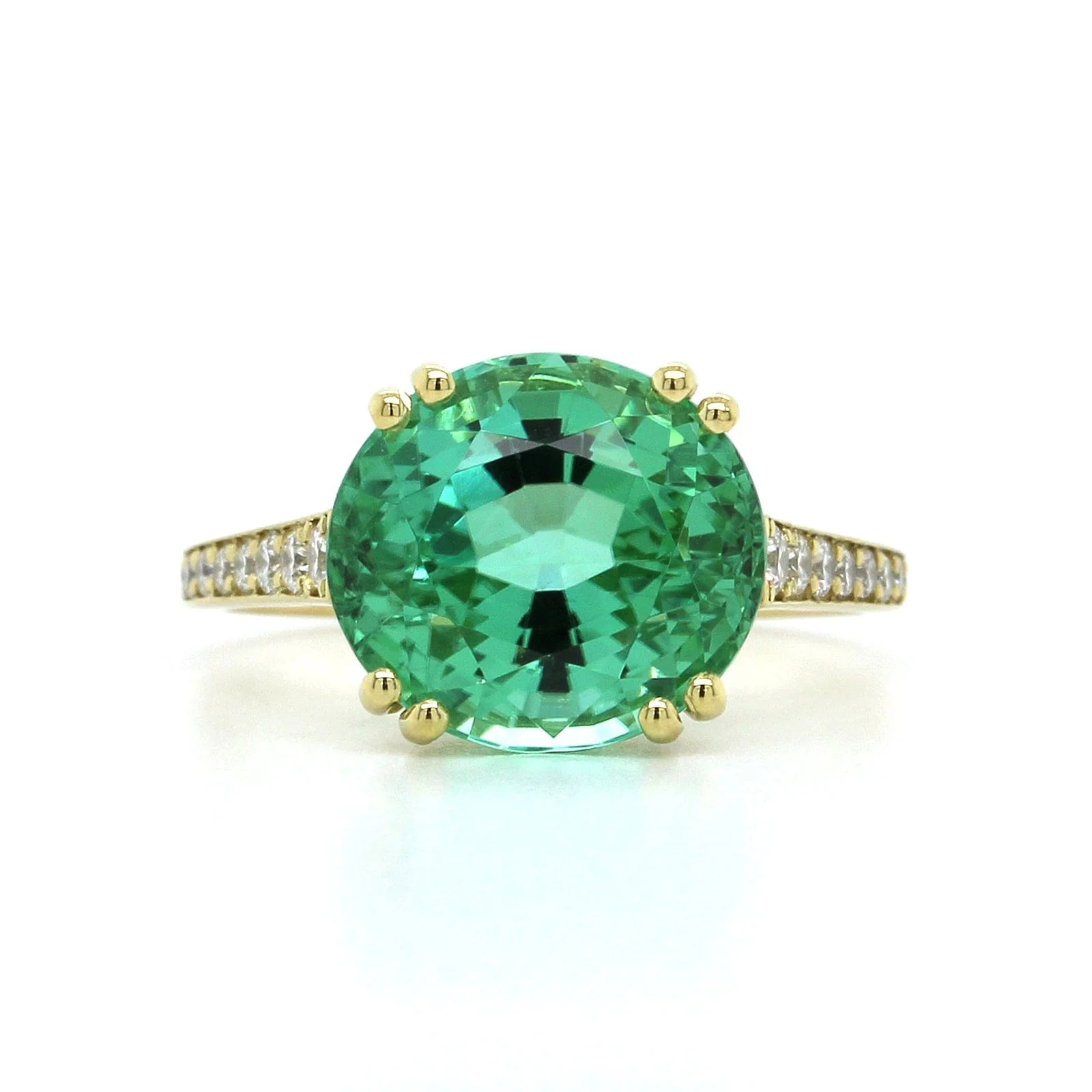18K Yellow Gold Green Tourmaline Diamond Ring - Image 4