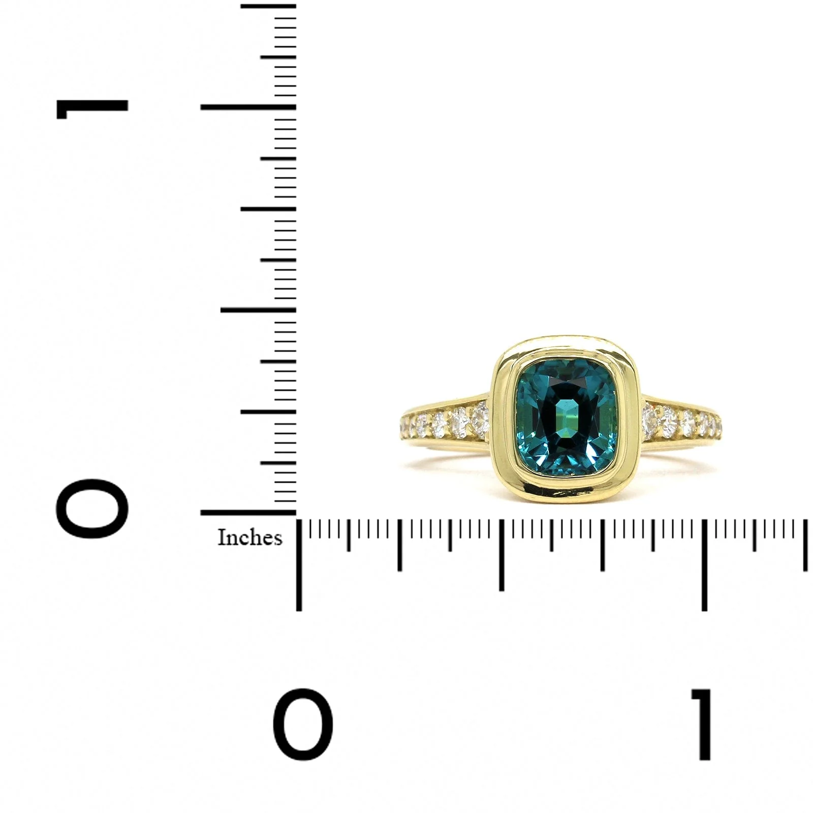 18K Yellow Gold Blue Tourmaline Diamond Ring - Image 3