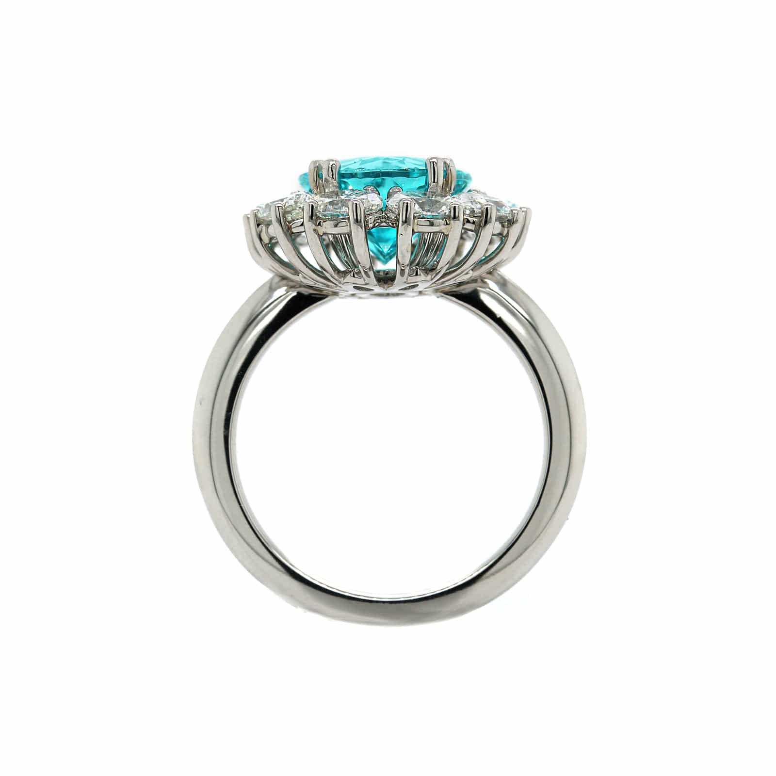 Platinum Paraiba Tourmaline and Diamond Halo Ring - Image 3