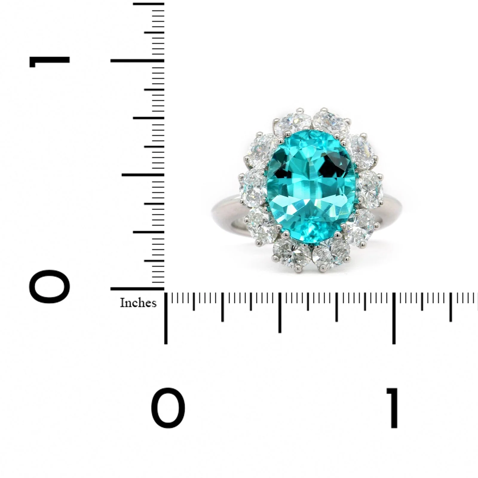 Platinum Paraiba Tourmaline and Diamond Halo Ring - Image 4